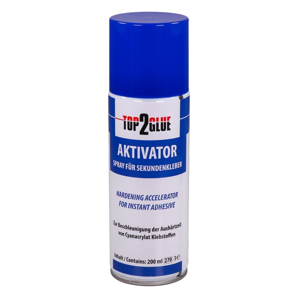 Top2Glue Sekundenkleber Aktivator Spray 200ml für schnelles Aushärten von Sekundenklebern